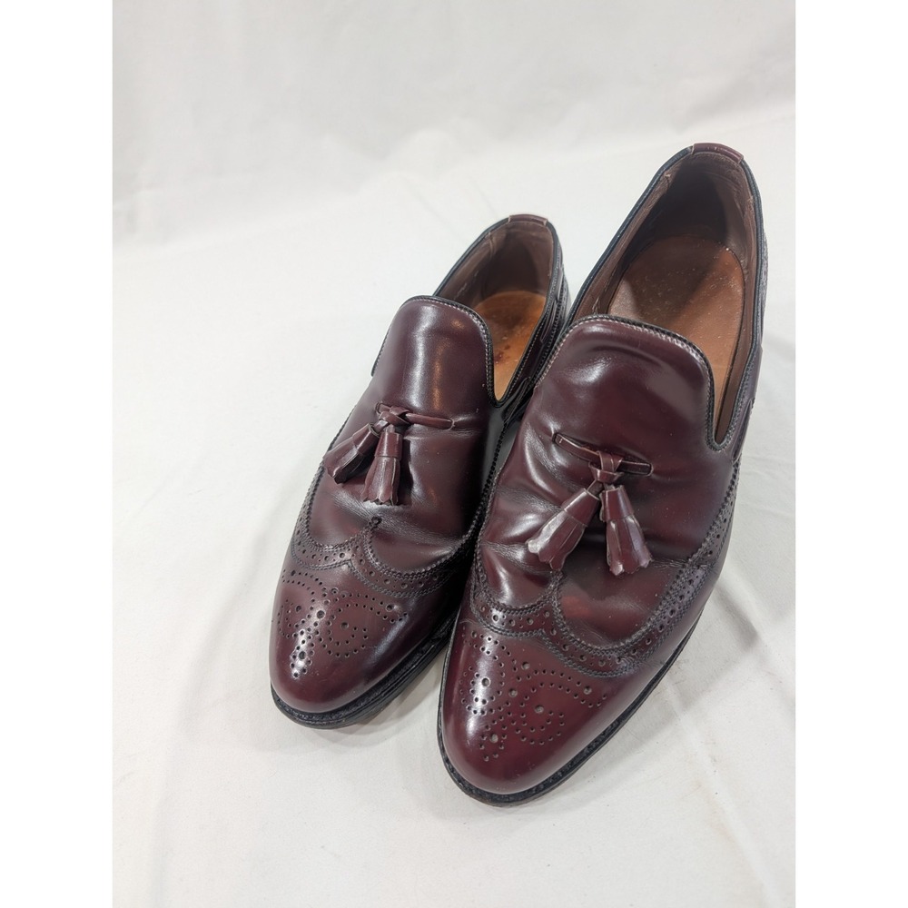 Allen Edmonds Mens Berwick‎ Tassel Loafers SZ 9.5 C Burgundy Wingtip Dress Shoes